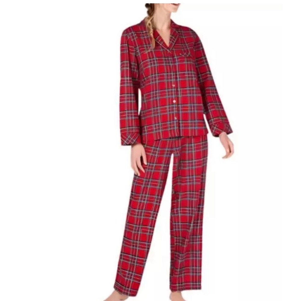 Women's Red Plaid Pajama Set 2 Piece Holiday Christmas Pre-Packaged NWT